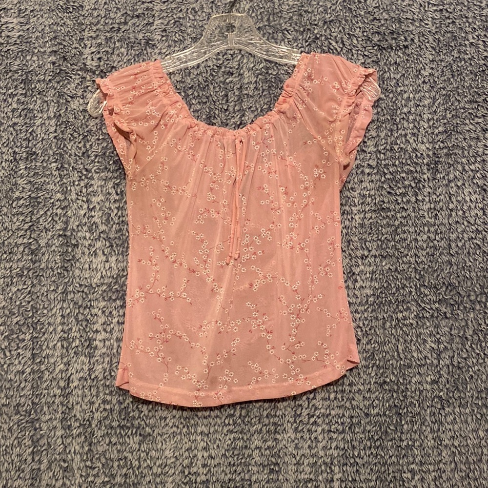 Vintage Forever 21 Sheer Cherry Blossom Top